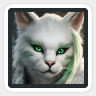 Fantasy Cat green Sticker